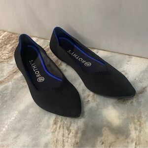 Rothy's The Point Flat in Black Blue Halo Knit Size 10 - Light Wear, Washable